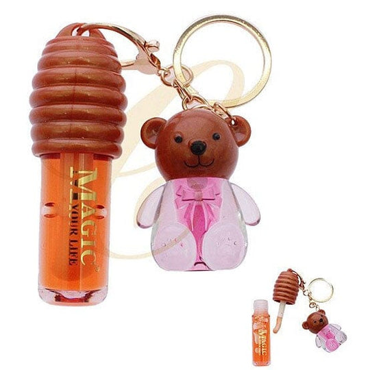 Honey Lip Oil Keychain – Moisturizing Lip Gloss with Bear Charm 1159 (12 units)