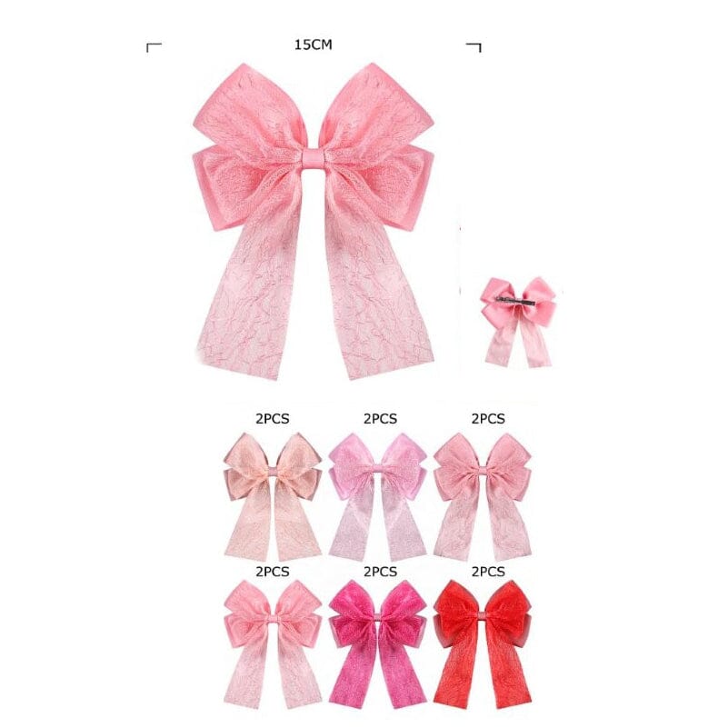 Large Textured Satin Hair Bow Barrette 29672S (12 units)