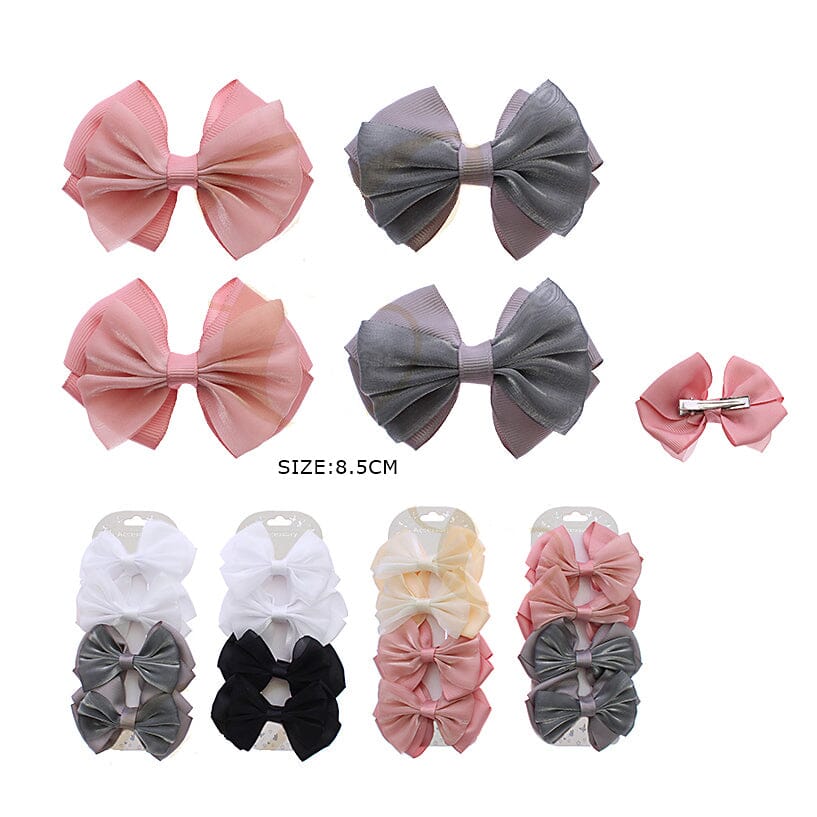 Layered Bow 4PCS Hair Clip 0727R (12 units)