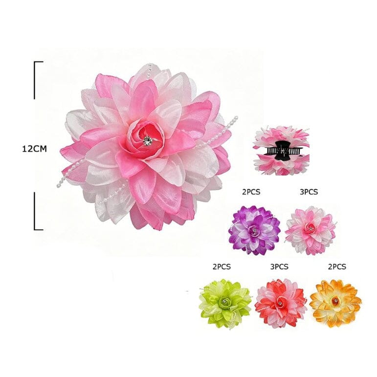 Layered Chiffon Flower Hair Claw Clip 10360S (12 units)