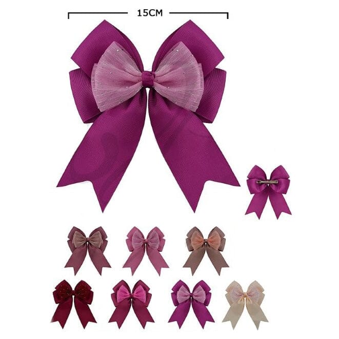 Layered Ribbon Bow Hair Bow Clip 29588DK (12 units)