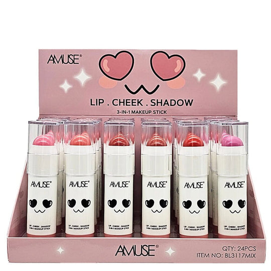 Lip, Cheeks, Shadow 3-IN-1 Makeup Stick (24 units)