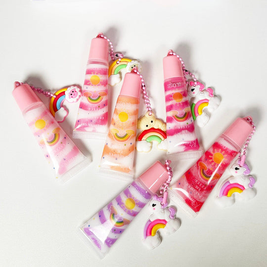 Lip Gloss W/ Rainbow Keychain Charm (24 units)