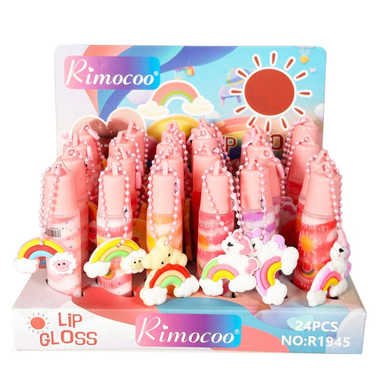 Lip Gloss W/ Rainbow Keychain Charm (24 units)