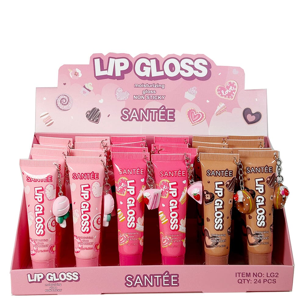 Lip Gloss with Sweet Dessert Charm LG2 (24 units)
