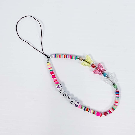 Love Butterfly Beaded Phone Strap 2105MT (12 units)