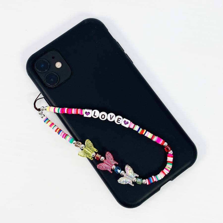 Love Butterfly Beaded Phone Strap 2105MT (12 units)