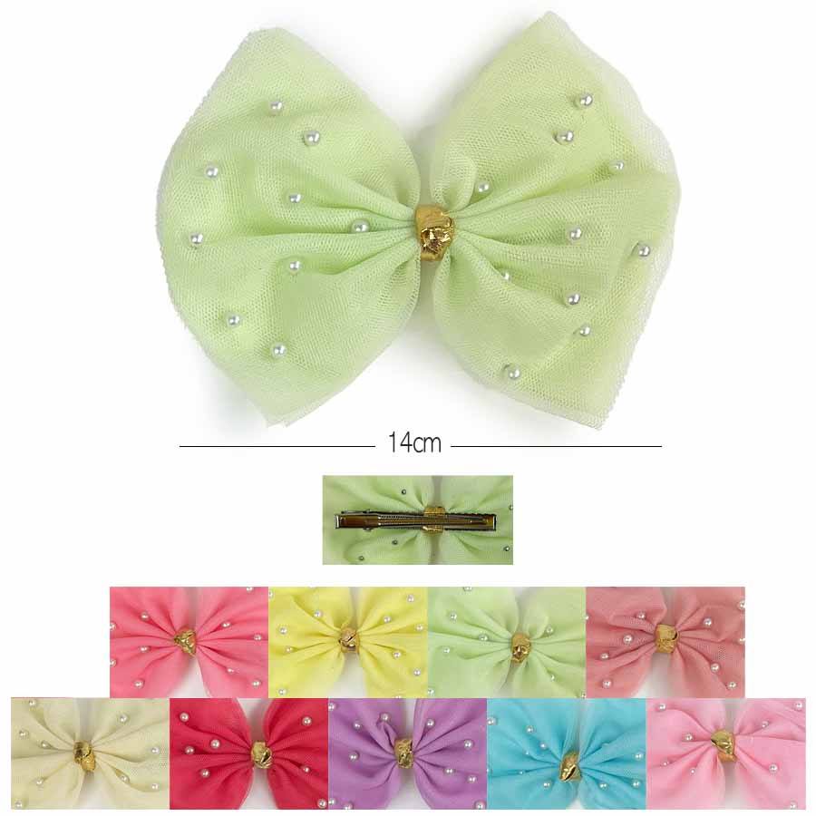 Mesh With Pearl Hair Bow 2179 (12 units)