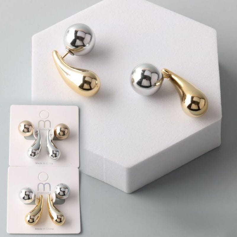 Metal Teardrop Ball Back Earring 38983 (12 units)
