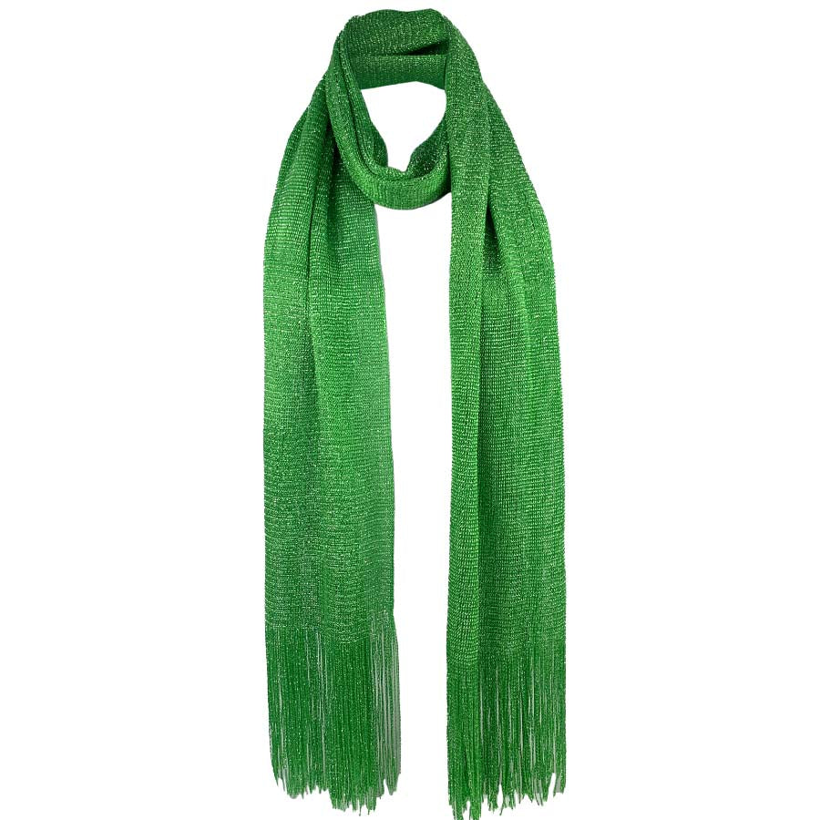 Metallic Fringe Multi Use Scarf Shawl Wraps Green Tones (1 units)