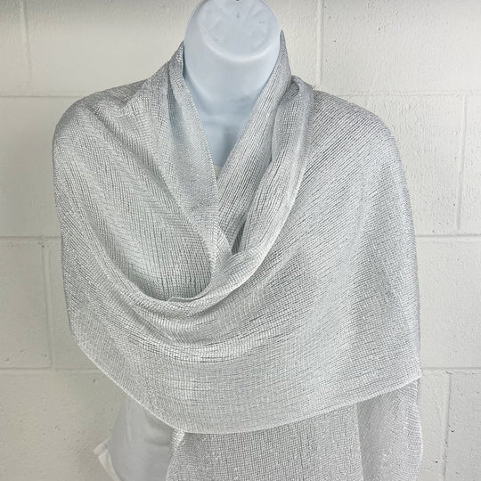 Metallic Fringe Multi Use Scarf Shawl Wraps Neutral Tones (1 units)