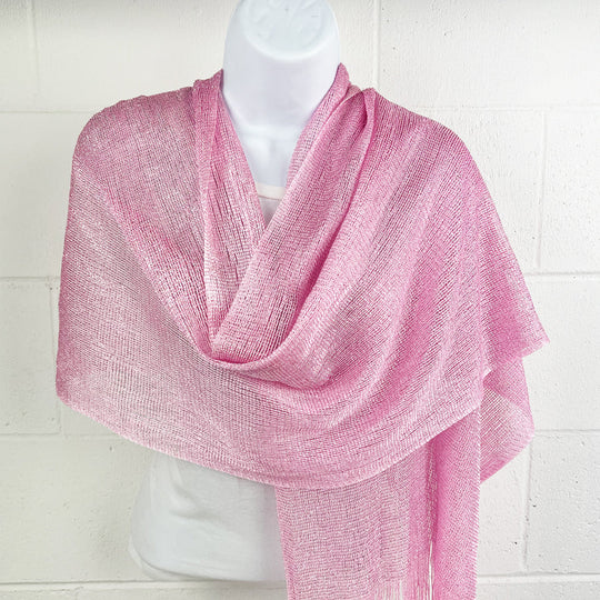 Metallic Fringe Multi Use Scarf Shawl Wraps Red Tones (1 units)