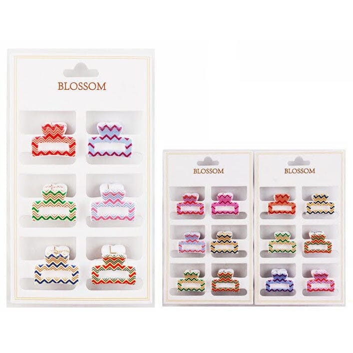 Mini Chevron Hair Claw Clip 6PCS Set 1357 (12 units)