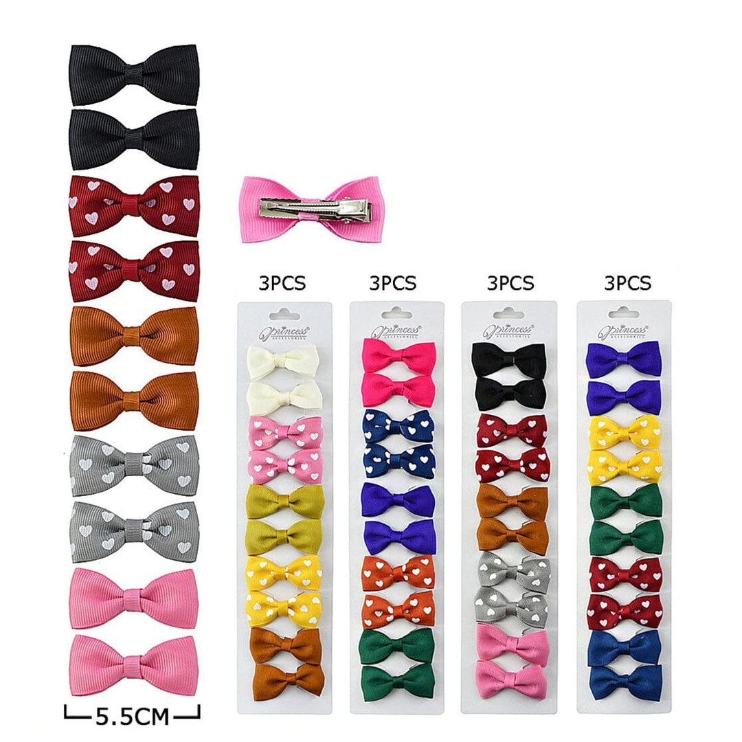 Mini Ribbon 10PCS Hair Bow Clips Set 40003D (12 units)