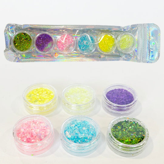 Nail Art Decoration Assorted Glitter 6PC Set 10309 (12 units)