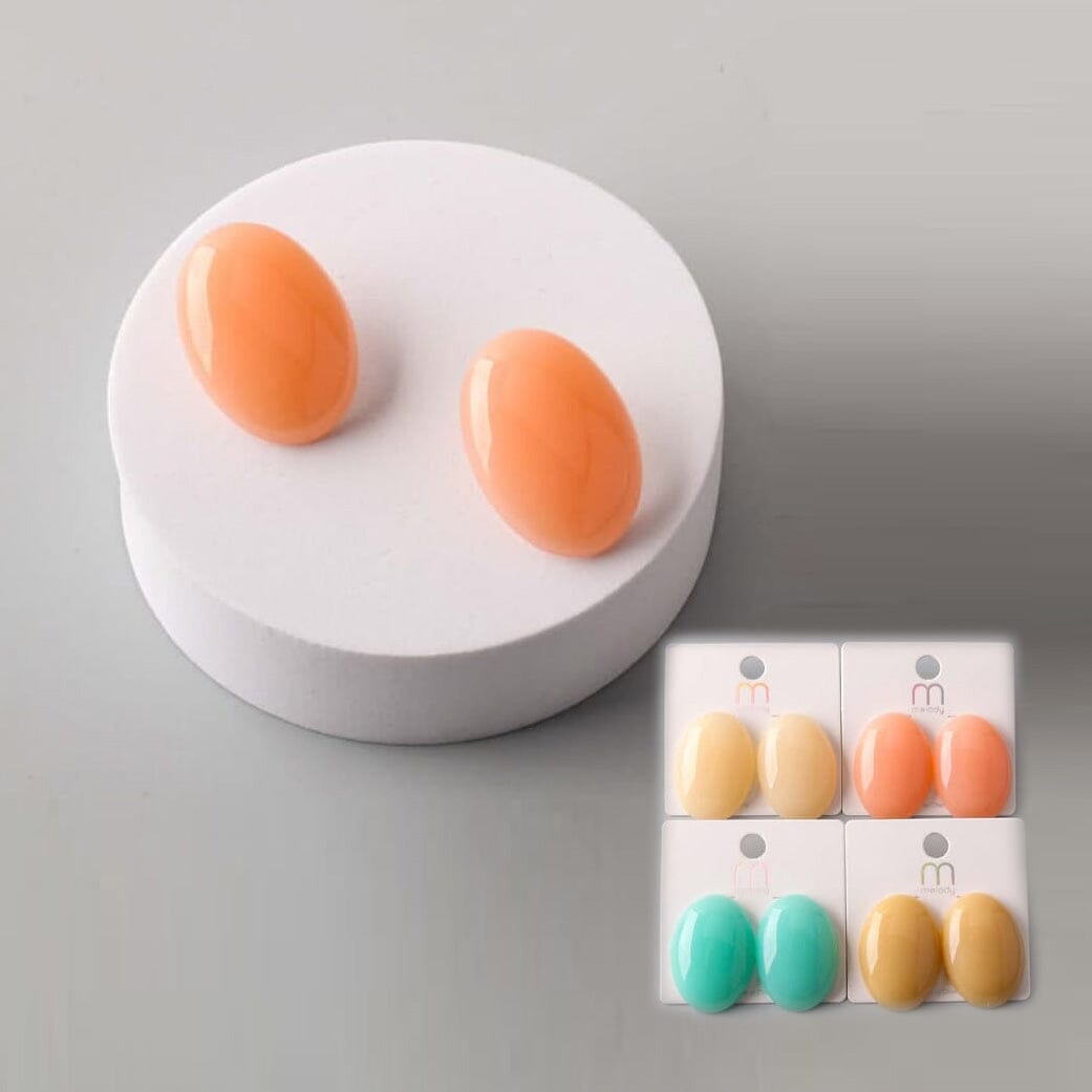 Oval Resin Stud Earrings 39966 (12 units)