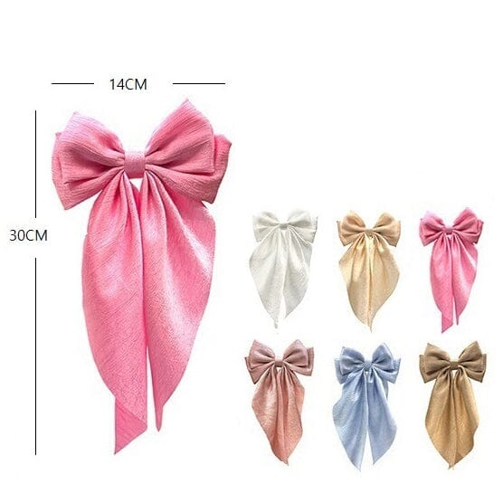 Oversized Bow Hair Clip – Long Tail Ribbon Barrette 2792 (12 units)