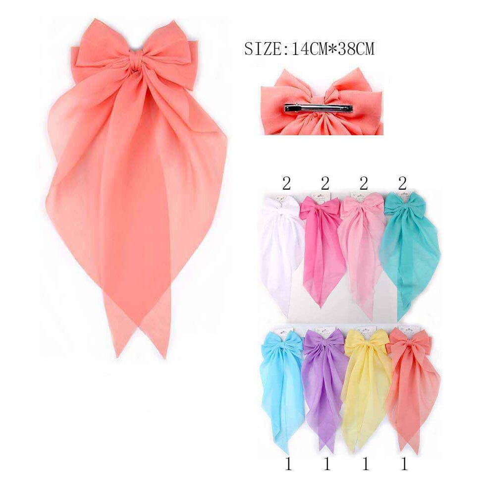 Oversized Chiffon Bow Hair Pin 1868P8 (12 units)