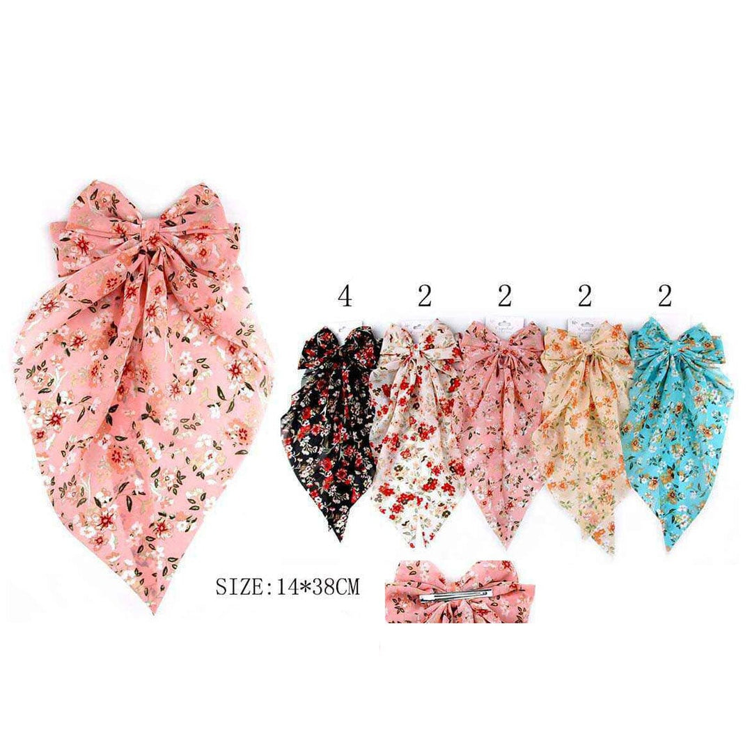 Oversized Floral Chiffon Hair Bow Clip 1932 (12 units)