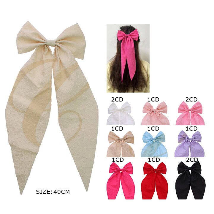 Oversized Ribbon Bow Hair Clip 0909R (12 units)