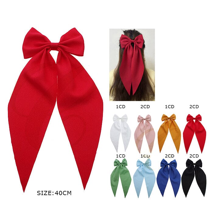 Oversized Ribbon Bow Hair Clip 0955R (12 units)
