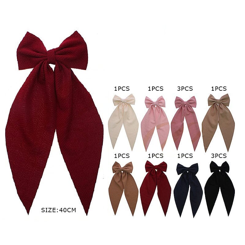 Oversized Ribbon Bow Hair Clip 1310R (12 units)