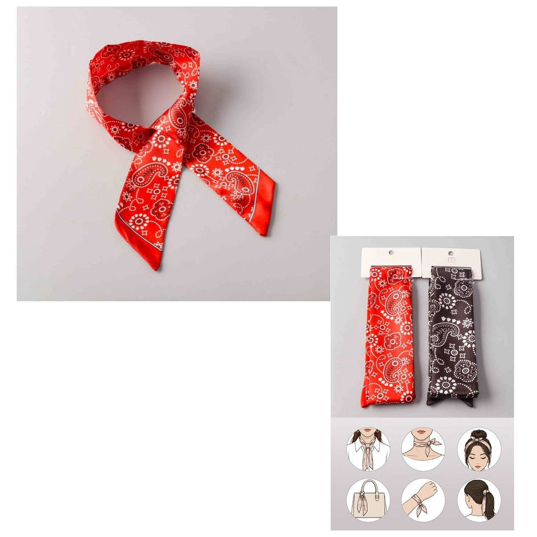 Paisley Print Twilly Scarf Ribbon Headwrap 8348 (12 units)