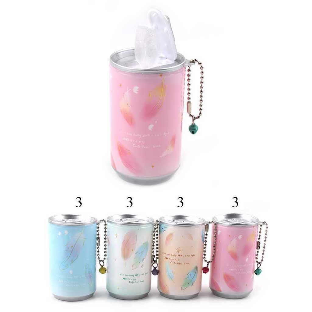 Pastel Feather Mini Wet Tissue Holder With Keychain 0852 (12 units)