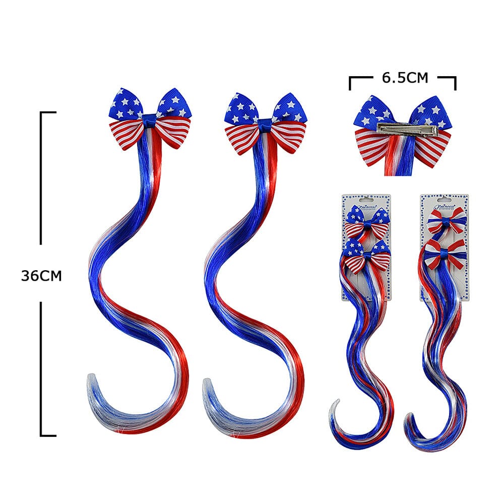 Patriotic Bow Hair Extension Clip 1037 (12 units)
