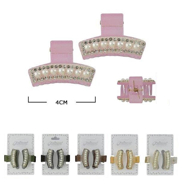 Pearl And Rhinestone 2PC Jaw Clip 50156BN (12 units)