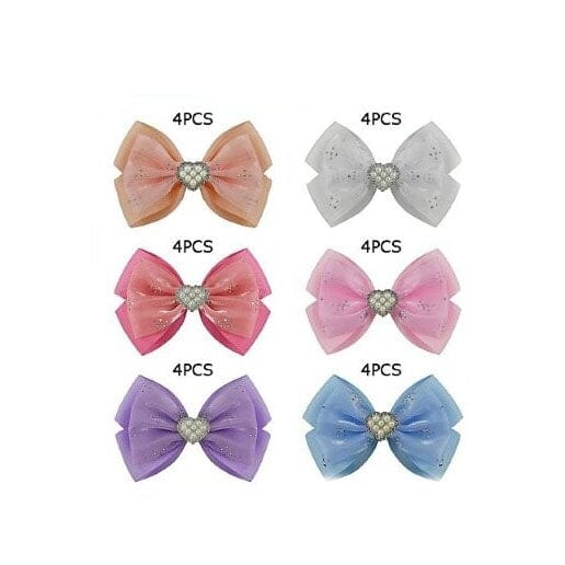 Pearl Heart Bow Hair Clip – Elegant & Sparkling 1877M (24 units)