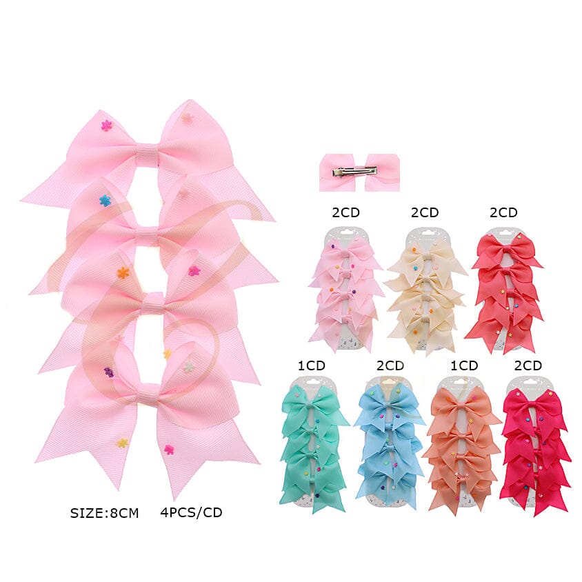 Playful Bow Hair Clips 4PCS Set 0724R (12 units)