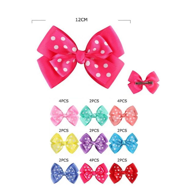 Polka Dot Grosgrain Hair Bow Barrette 25769S (24 units)