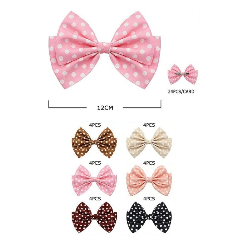 Polka Dot Ribbon Hair Bow Barrette 25773PD (24 units)