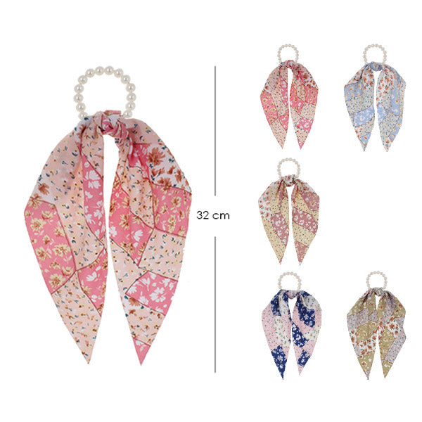 Print Hair Tie With Pearl 3269 ( 12 units)