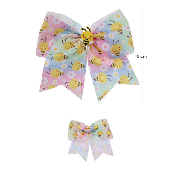 Rainbow Honey Bumble Bee Cheer Hair Bow 7973 ( 12 units)