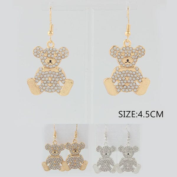 Rhinestone Bear Earrings 1393 (12 units)