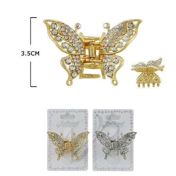 Rhinestone Butterfly Hair Jaw Clip 10106GS (12 units)