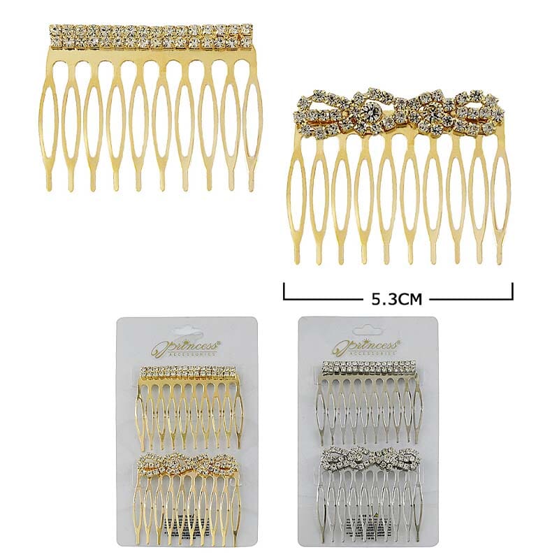 Rhinestone Hair Comb 2PC Set 50077GS (12 units)