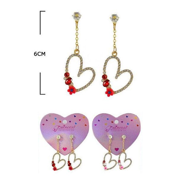 Rhinestone Heart Drop Earrings 20006 (12 units)