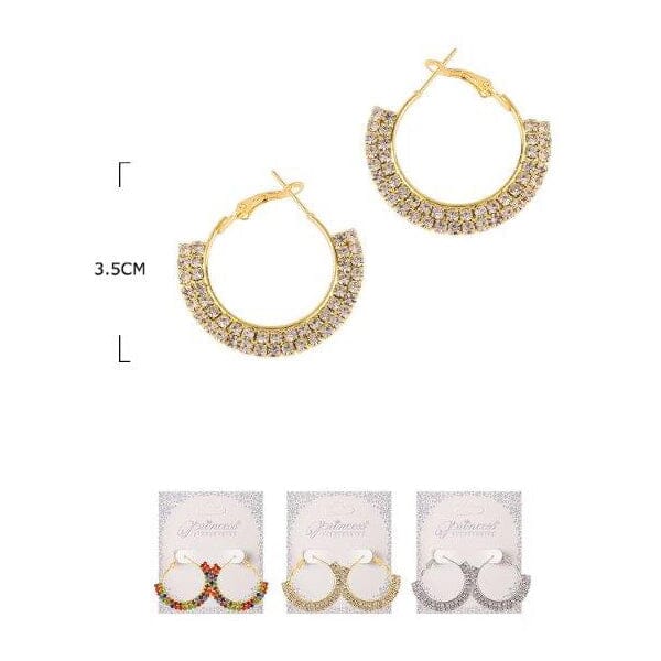 Rhinestone Hoop Earrings 7007MX ( 12 units)