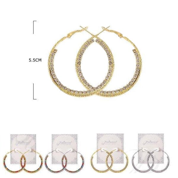 Rhinestone Hoop Earrings 7029MX (12 units)