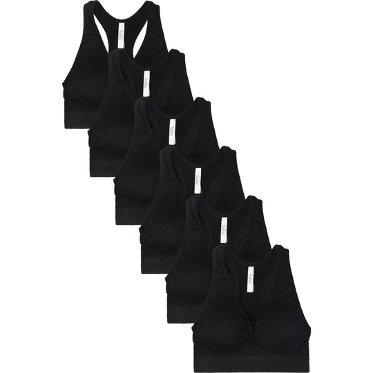 Sofra Ladies Seamless Racer Back Sports Bra Free Size - Black (6 units)