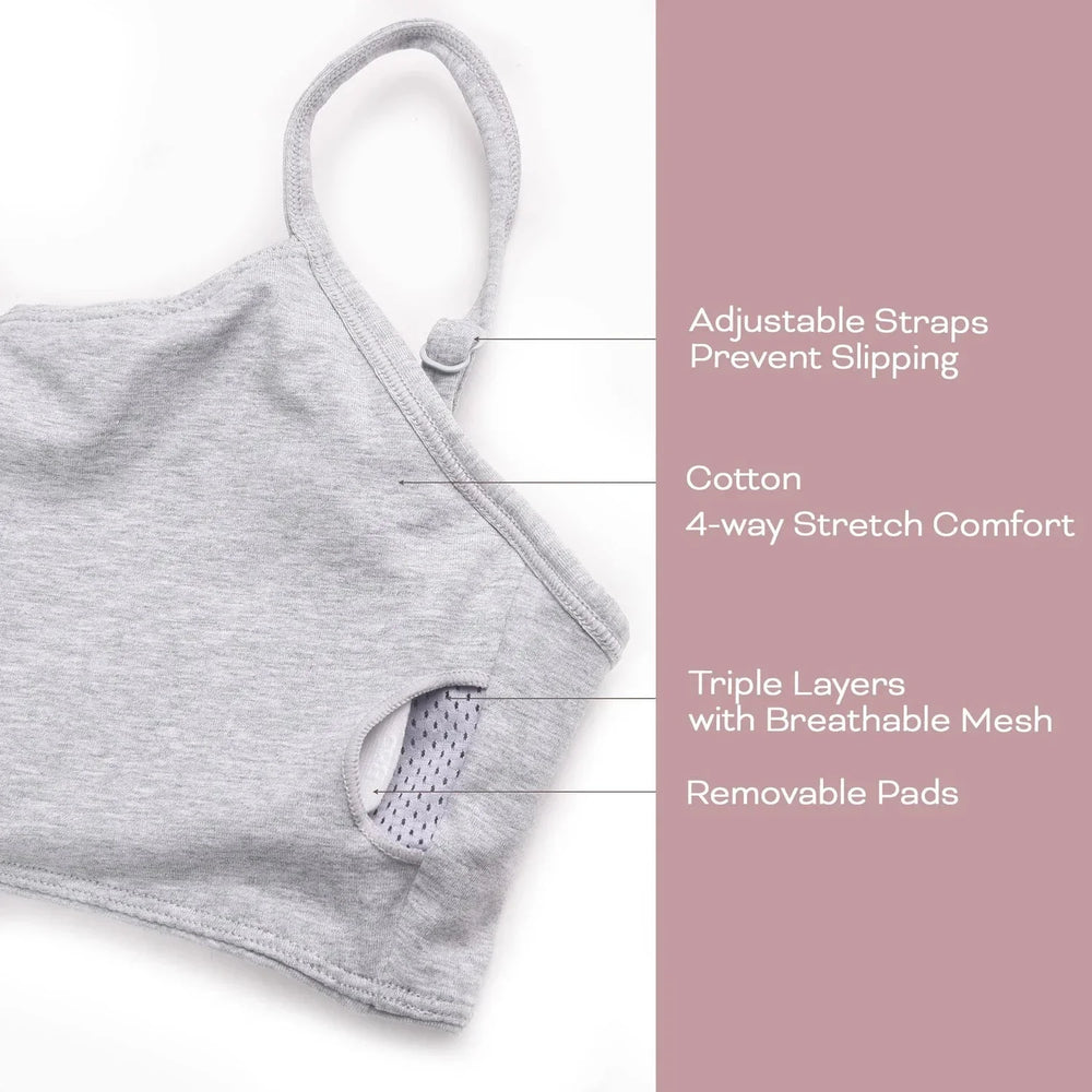 Sofra Women's Cotton Padded Yoga Bra - Heather Gray (3 units)