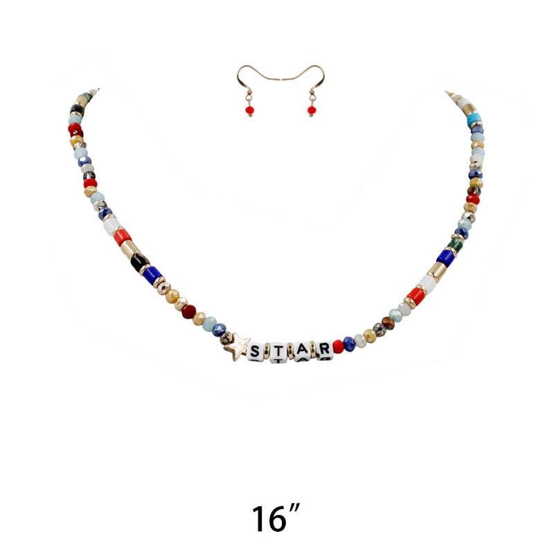 Star Glass Beads Necklaces Earring Set (3 units)