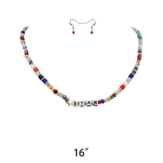 Star Glass Beads Necklaces Earring Set (3 units)