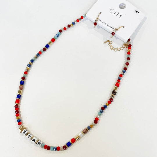 Star Glass Beads Necklaces Earring Set (3 units)