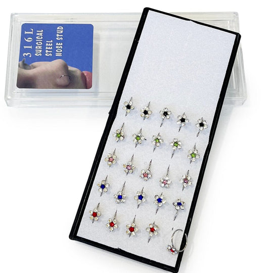 25PCS Surgical Steel Nose Rings Color Flowers 50010-2 (1 unit)