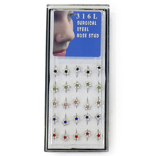 25PCS Surgical Steel Nose Rings Color Flowers 50010-2 (1 unit)