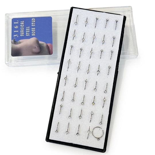 40PCS Surgical Steel Nose Rings Clear Stone With Silver 50011-1 (1 unit)